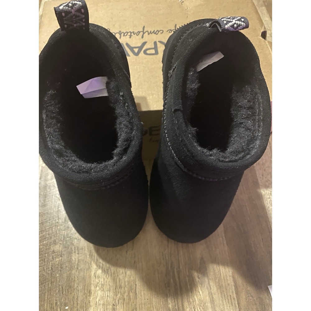 BEARPAW Kam Women's Slip On Slippers Size 7M Black Suede Water Repellent Bootie - Picture 6 of 8